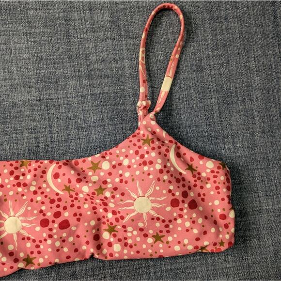 Carolina K Arianna Bikini Top Small Pink Constellation Sun Moon Stars Polka Swim - Picture 3 of 11